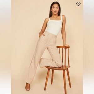 Reformation Beige Wide-Leg Trousers